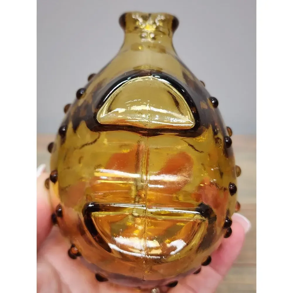 Holmegaard Jacob Bang Scandinavian Amber Pig Piggy Bank MCM Vintage Hobnail